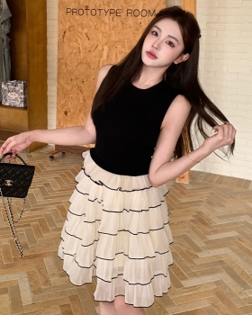 Chanelstyle Pseudo-two T-back ladies France style dress