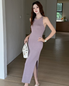 Enticement France style knitted halter dress for women