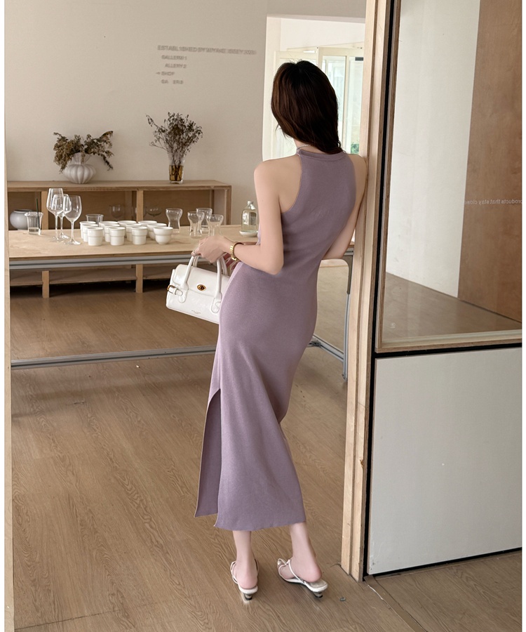 Enticement France style knitted halter dress for women