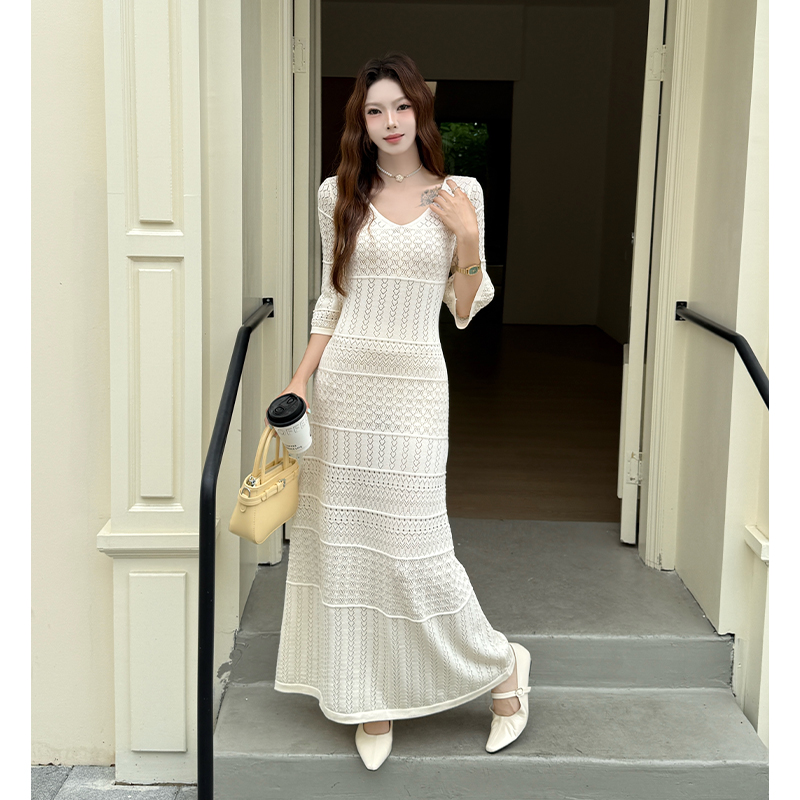 Vacation art dress France style long dress for women
