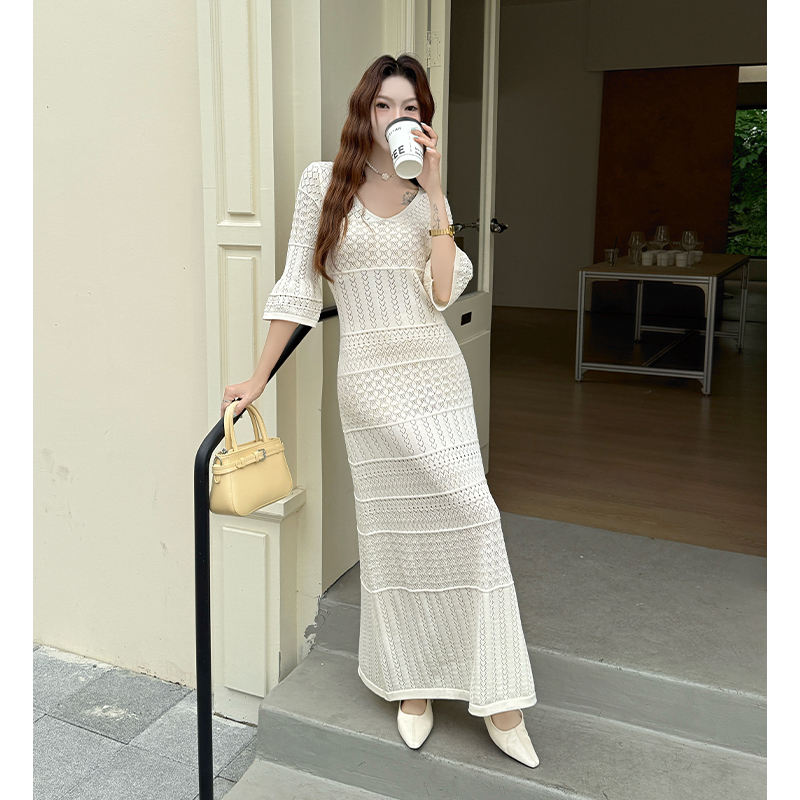 Vacation art dress France style long dress for women