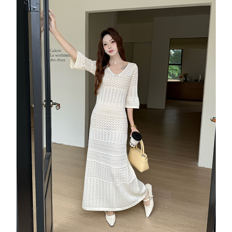 Vacation art dress France style long dress for women