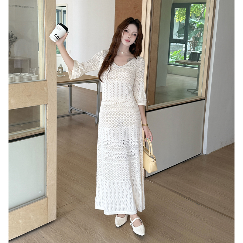 Vacation art dress France style long dress for women