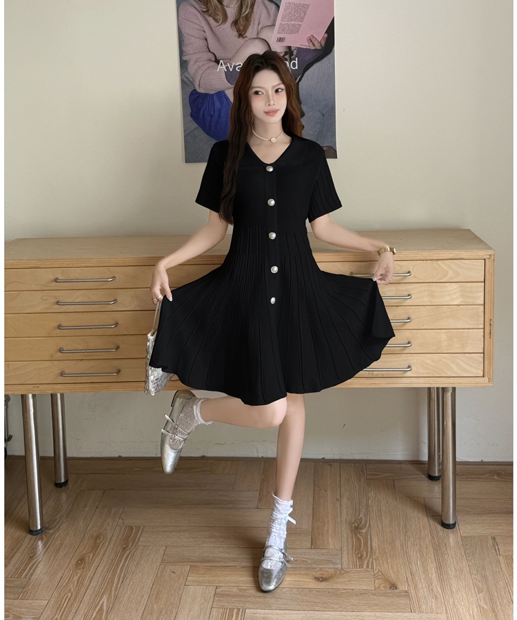 Casual Hepburn style dress small fellow summer T-back