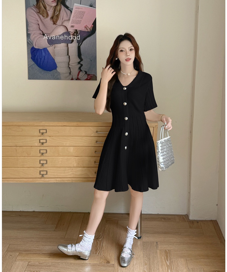 Casual Hepburn style dress small fellow summer T-back