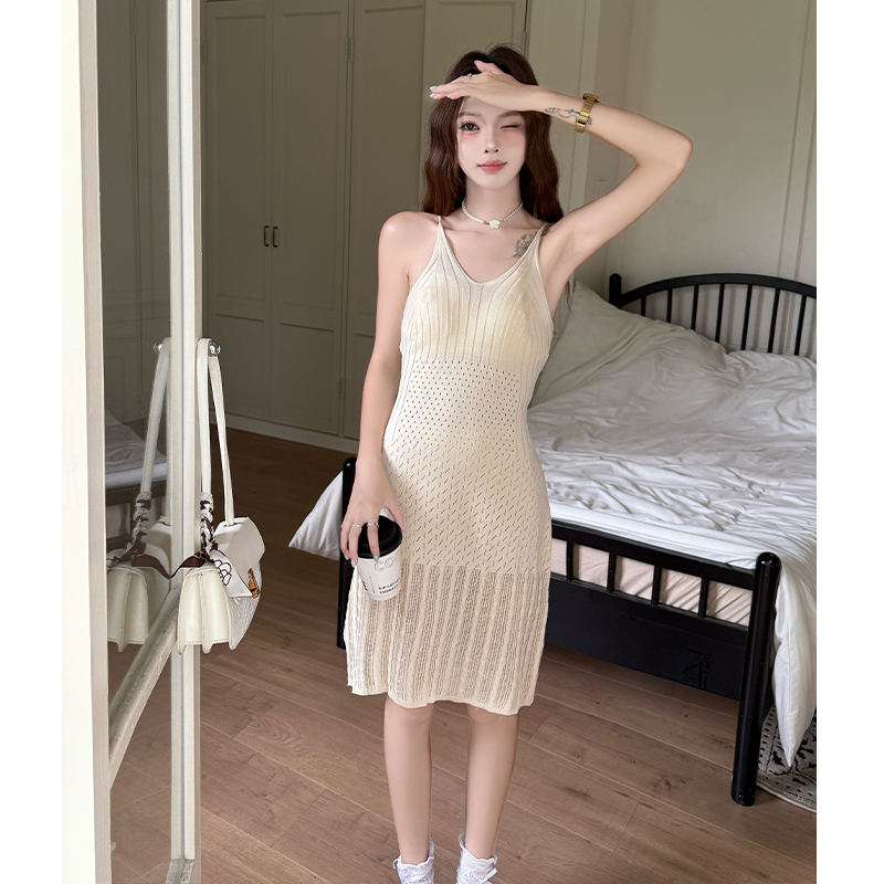 Spicegirl pinched waist dress slim T-back for women