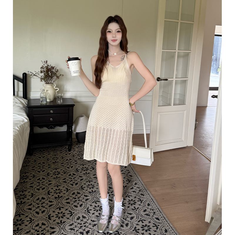 Spicegirl pinched waist dress slim T-back for women