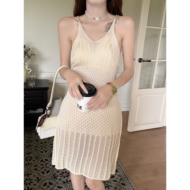 Spicegirl pinched waist dress slim T-back for women