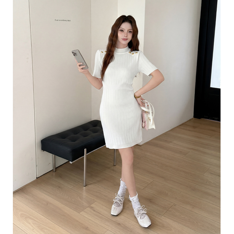 Temperament package hip T-back chanelstyle slim dress