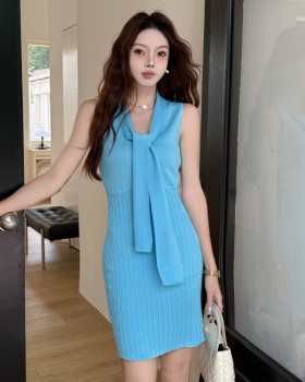 Short knitted France style small fellow dress for women