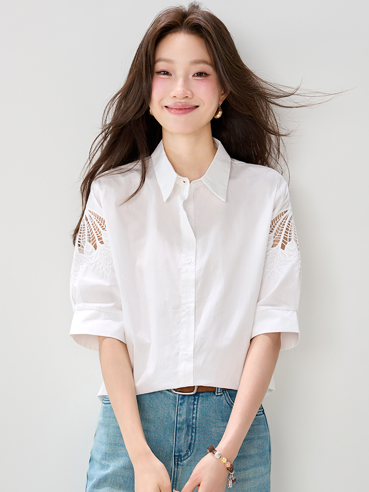 Fashion commuting tops short sleeve summer shirt for women