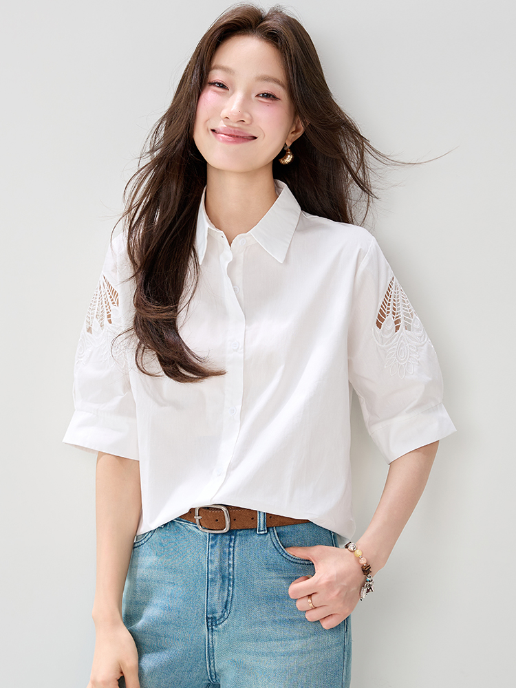 Fashion commuting tops short sleeve summer shirt for women