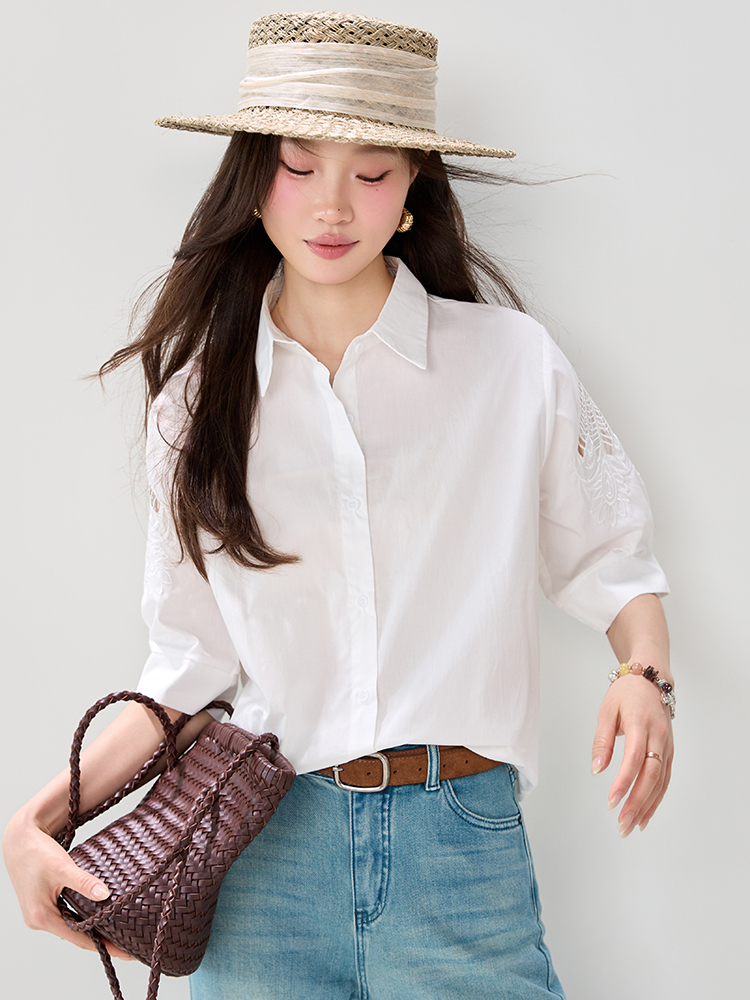 Fashion commuting tops short sleeve summer shirt for women