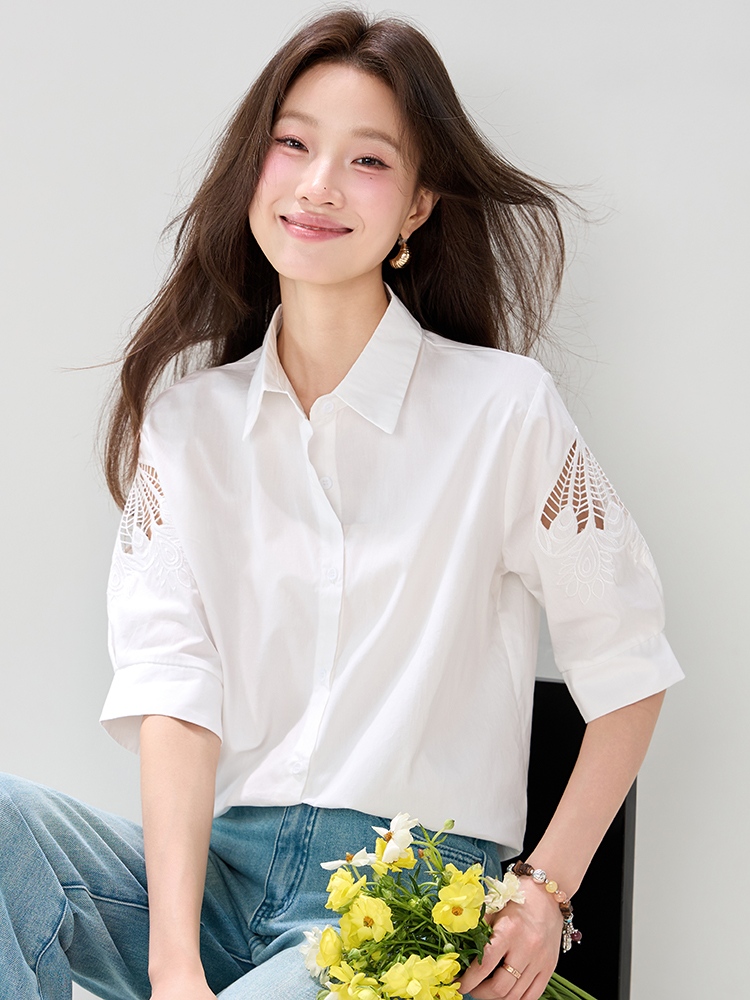 Fashion commuting tops short sleeve summer shirt for women