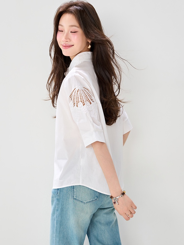 Fashion commuting tops short sleeve summer shirt for women