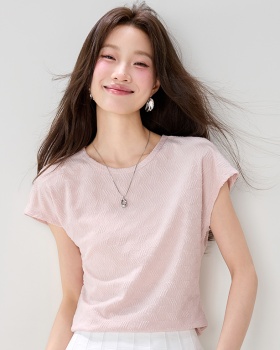 Round neck pullover T-shirt summer tops for women