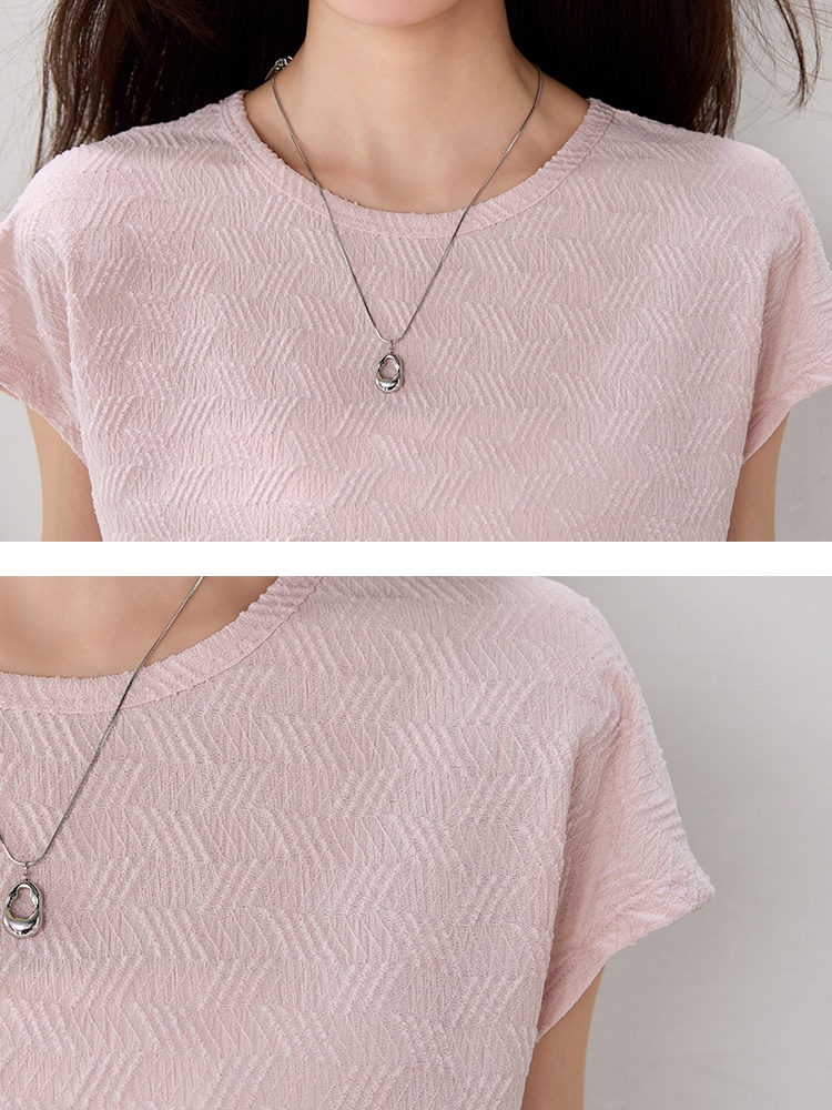 Round neck pullover T-shirt summer tops for women