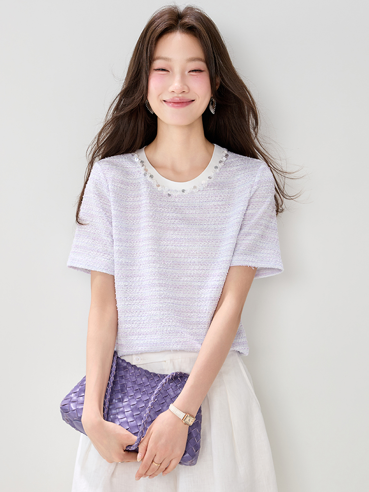 Straight Casual T-shirt round neck summer tops for women