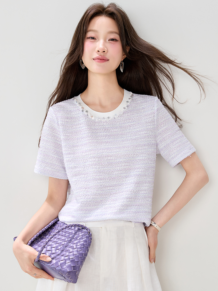 Straight Casual T-shirt round neck summer tops for women