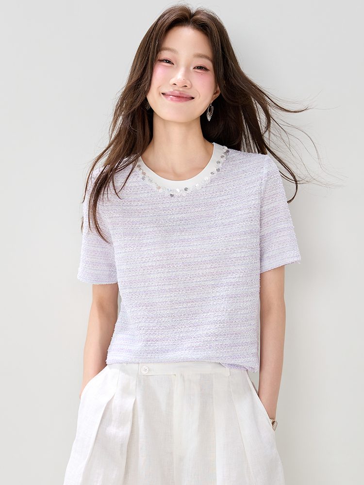 Straight Casual T-shirt round neck summer tops for women