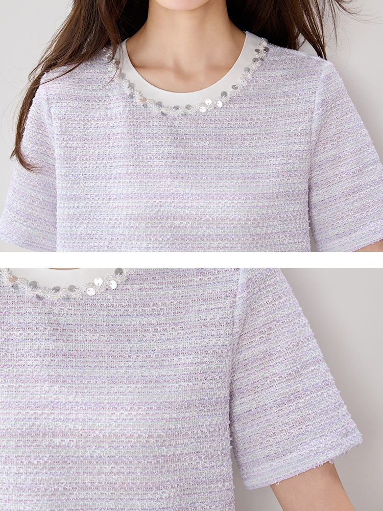 Straight Casual T-shirt round neck summer tops for women