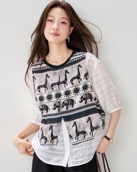 Loose all-match shirt summer small shirt for women