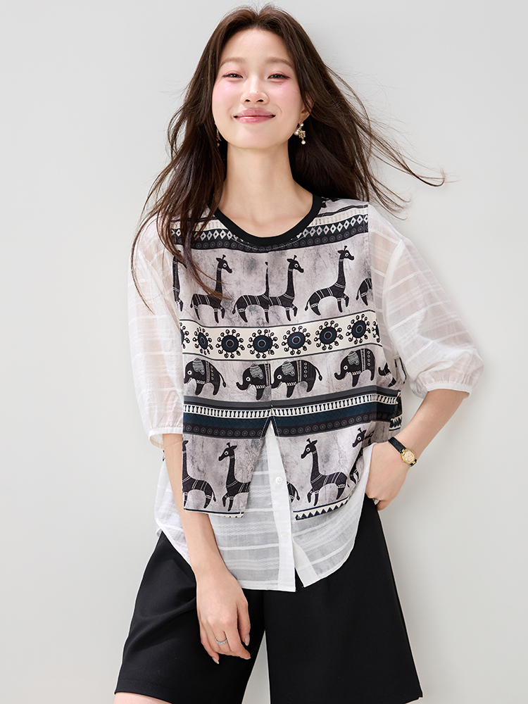 Loose all-match shirt summer small shirt for women