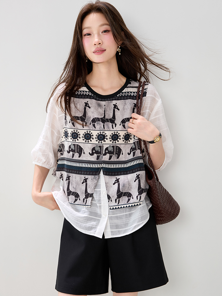Loose all-match shirt summer small shirt for women