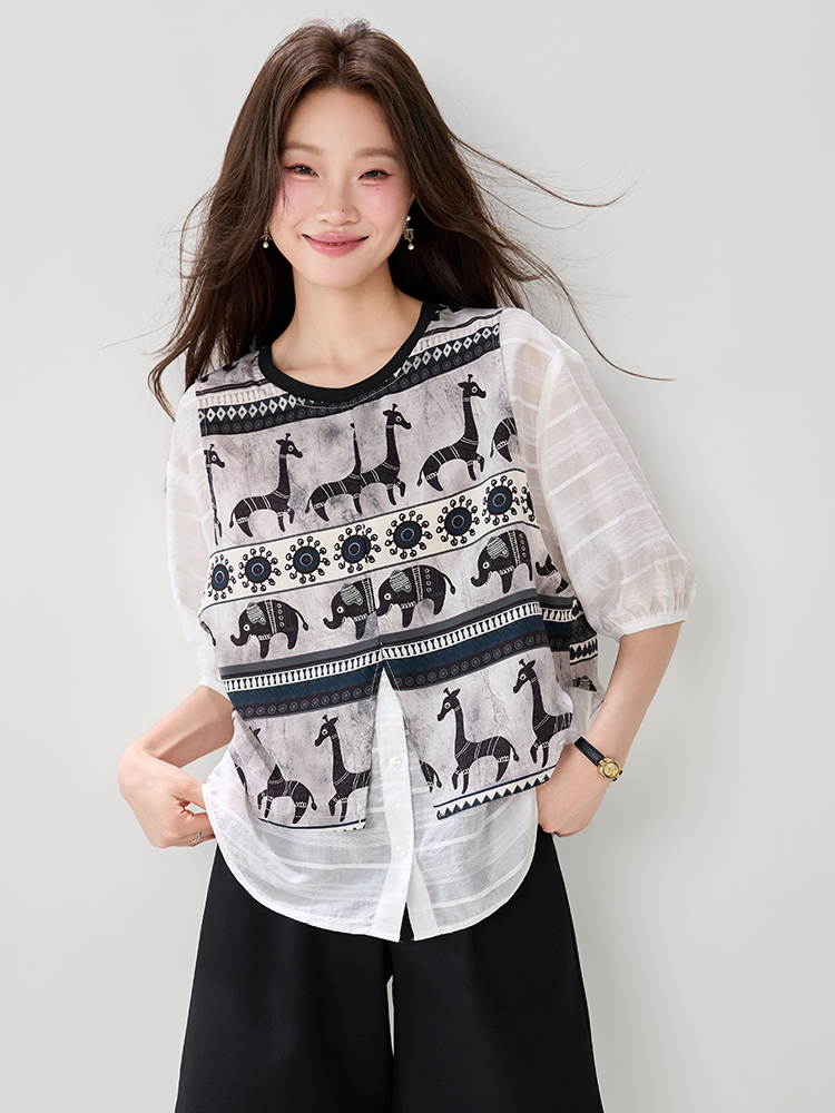 Loose all-match shirt summer small shirt for women