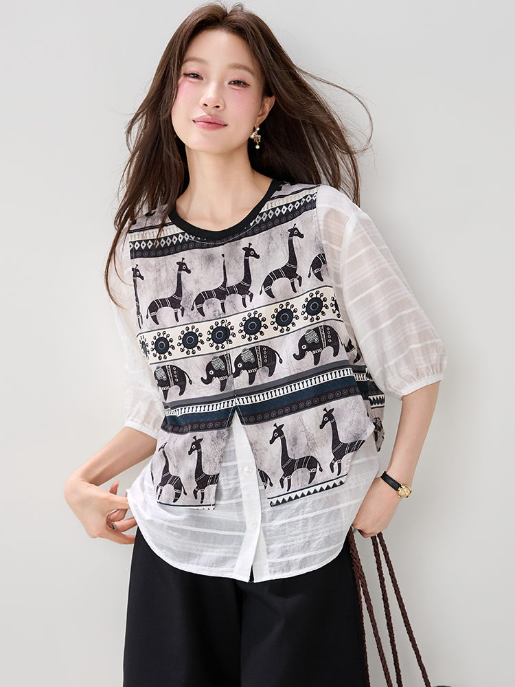 Loose all-match shirt summer small shirt for women