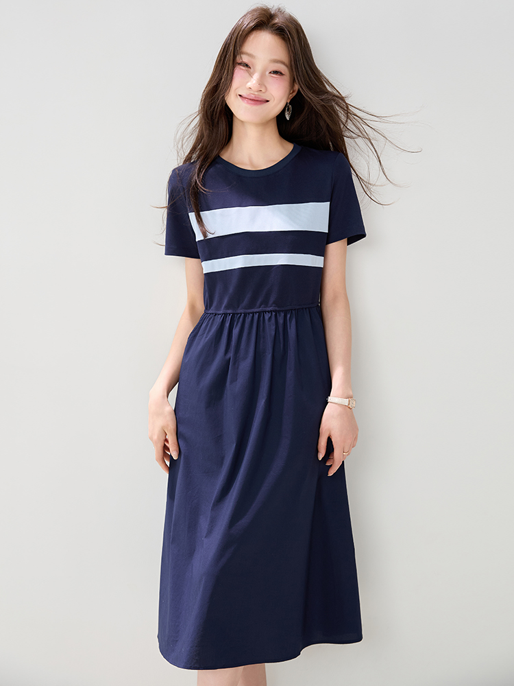 Slim mixed colors dress summer long dress for women