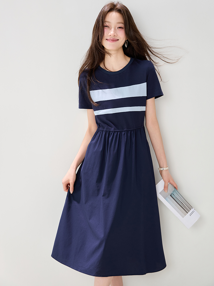 Slim mixed colors dress summer long dress for women