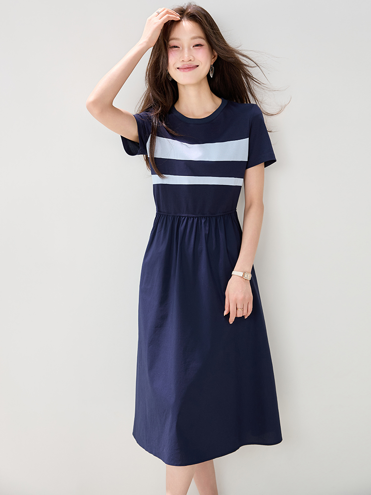 Slim mixed colors dress summer long dress for women