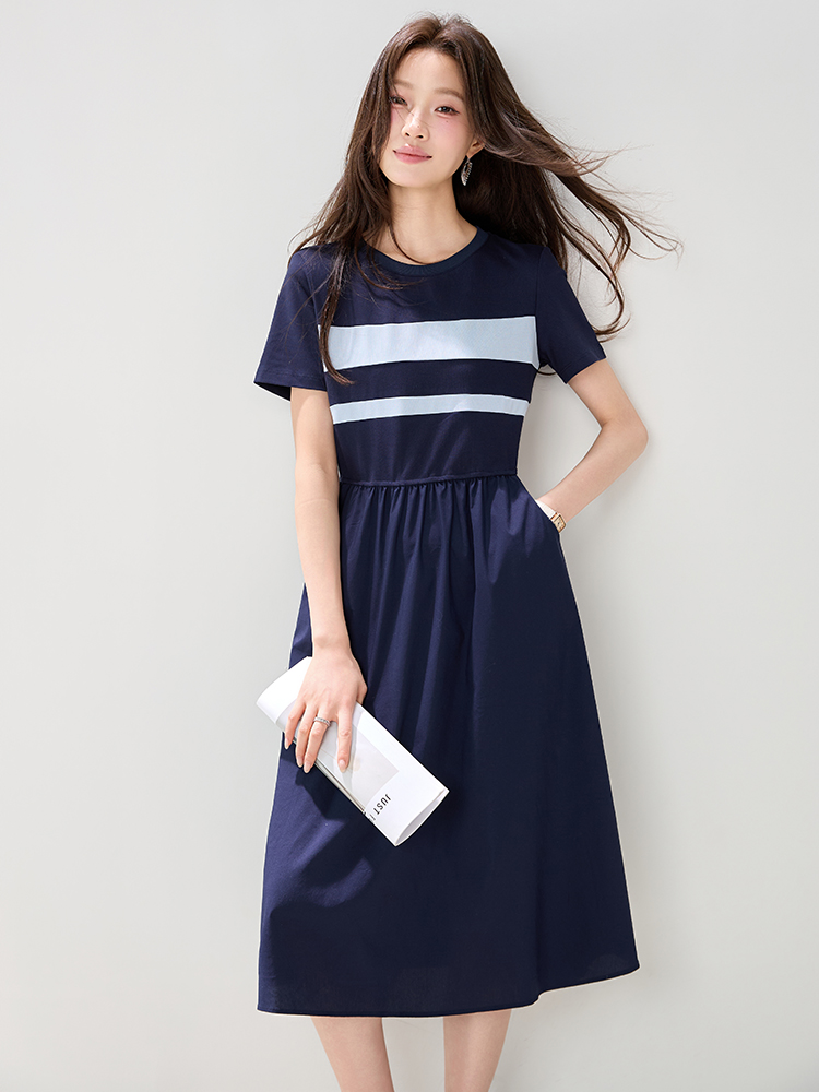 Slim mixed colors dress summer long dress for women