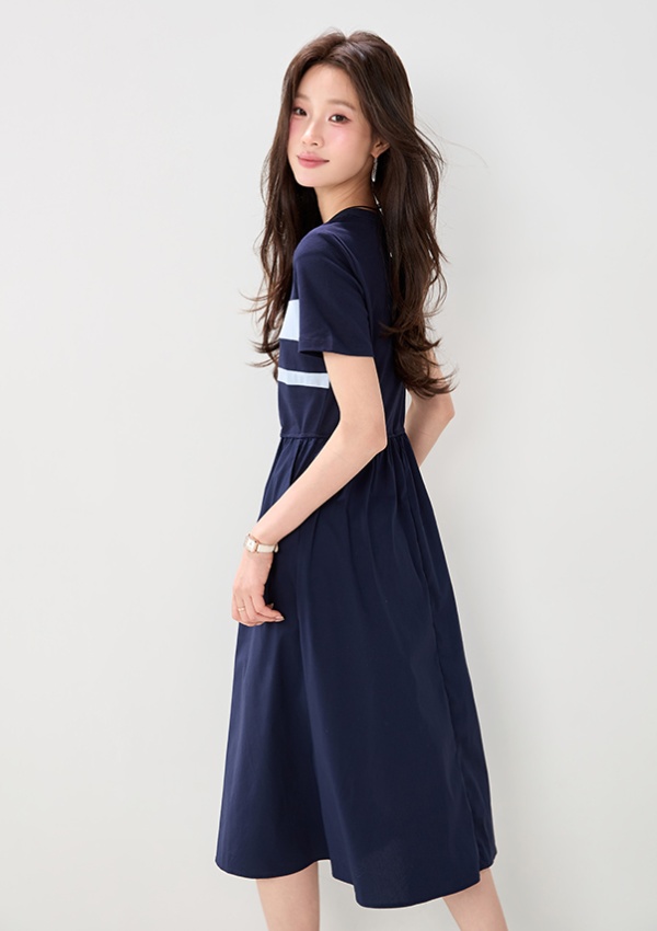 Slim mixed colors dress summer long dress for women