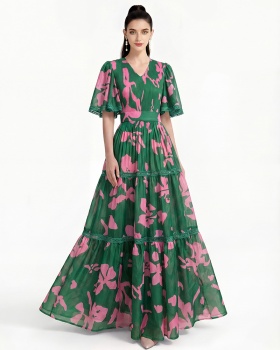 Short sleeve printing fashion dress