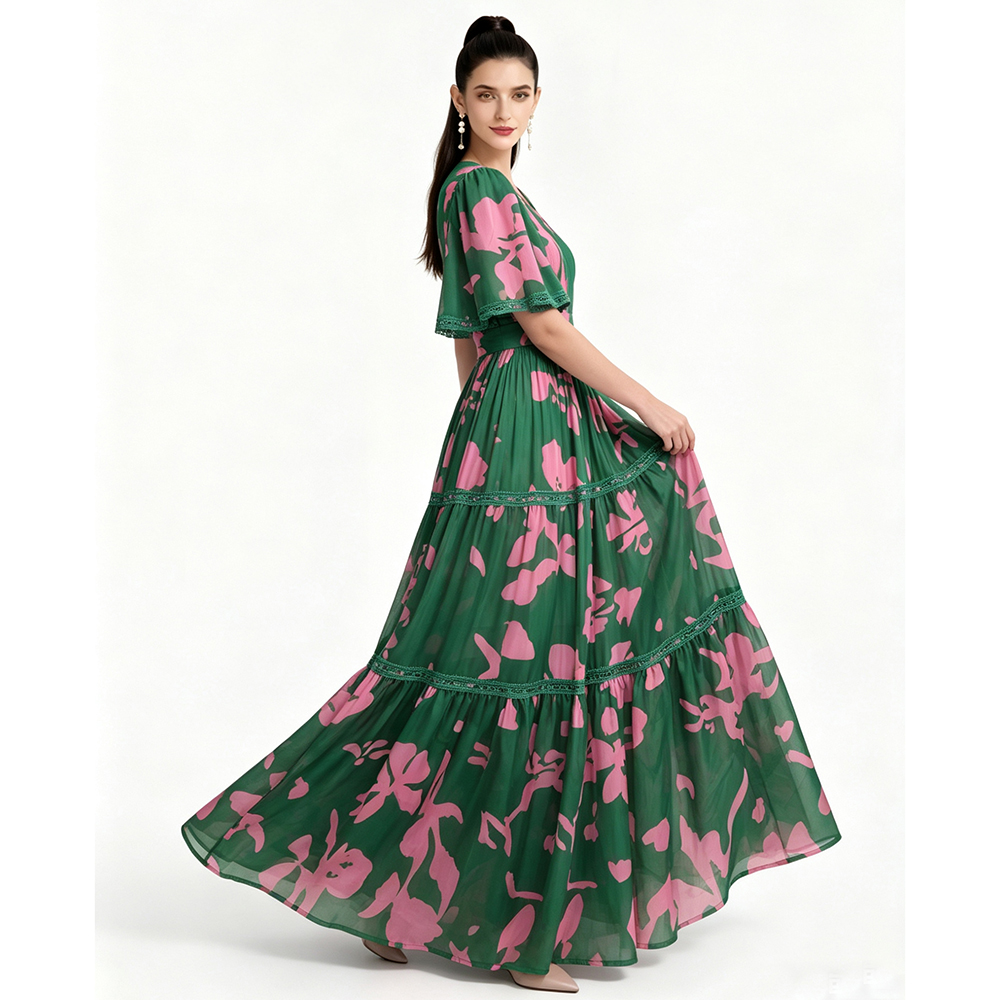 Short sleeve printing fashion dress