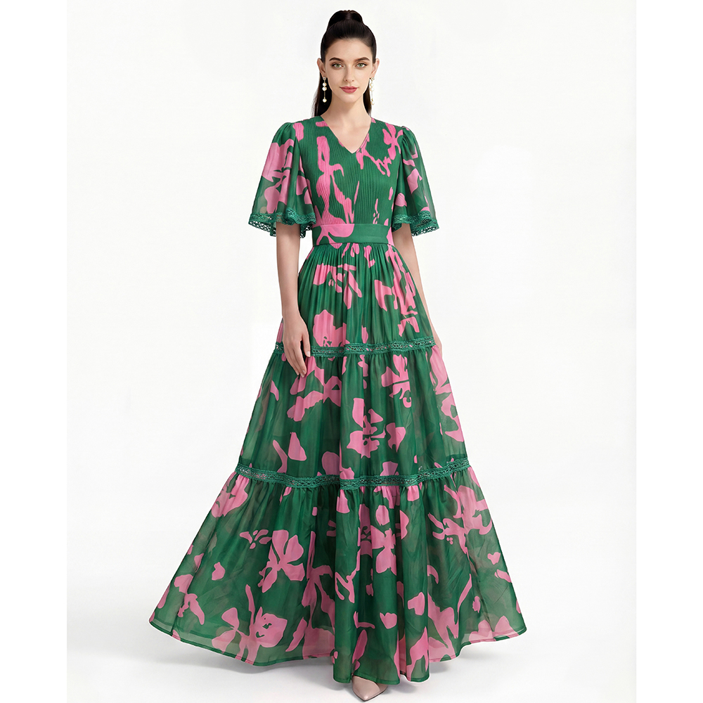 Short sleeve printing fashion dress