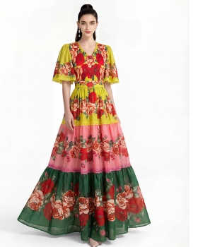 Short sleeve printing fashion dress