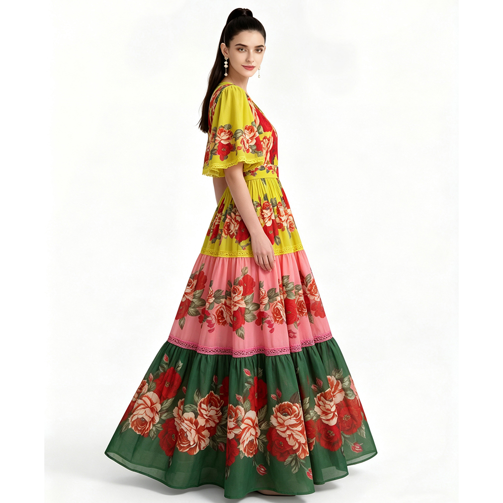 Short sleeve printing fashion dress
