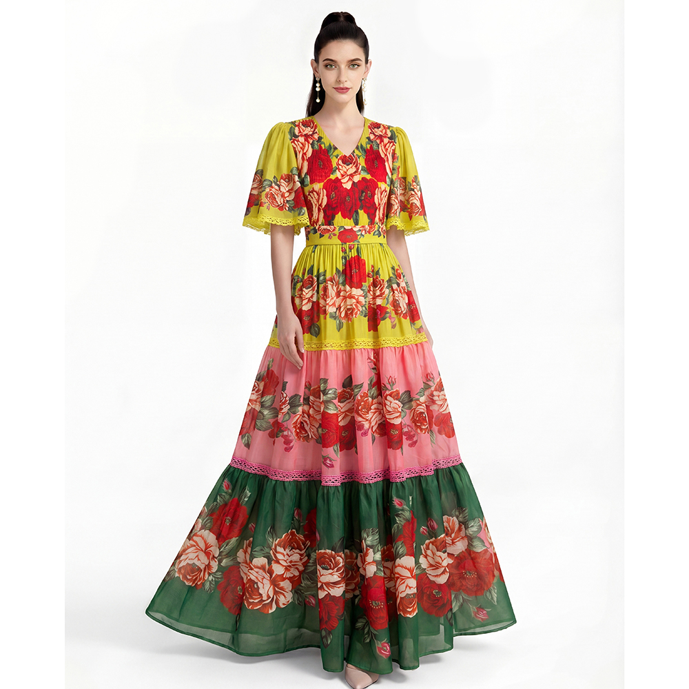 Short sleeve printing fashion dress