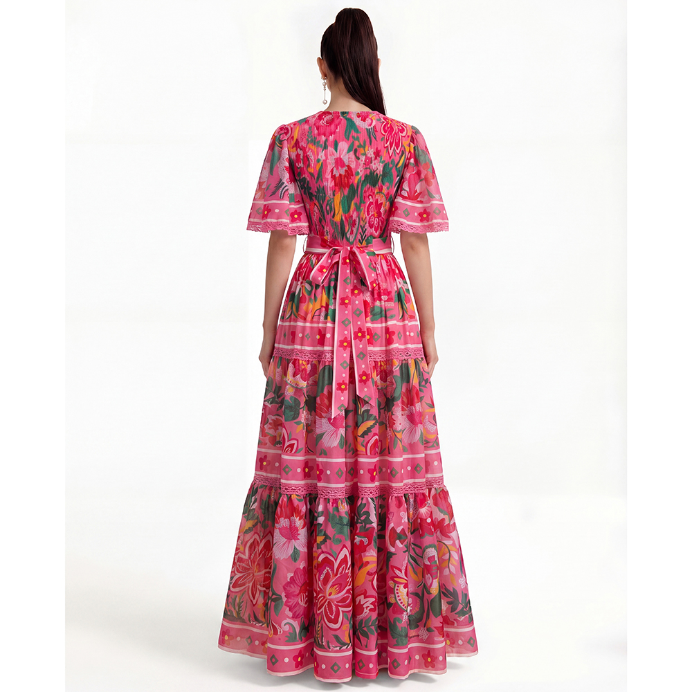 Fashion printing short sleeve dress