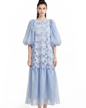Splice short sleeve lace dress