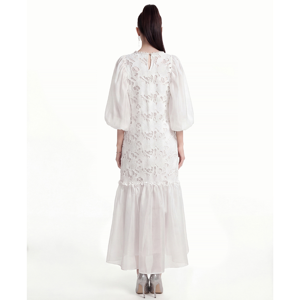 Splice short sleeve lace dress