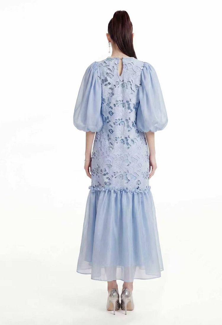 Splice short sleeve lace dress