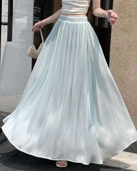 Slim A-line summer skirt elegant elastic waist long dress