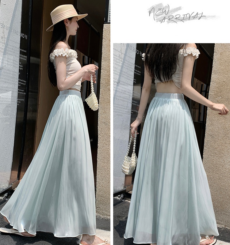 Slim A-line summer skirt elegant elastic waist long dress