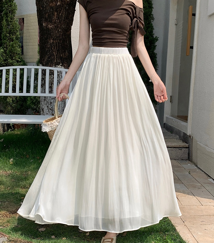 Slim A-line summer skirt elegant elastic waist long dress