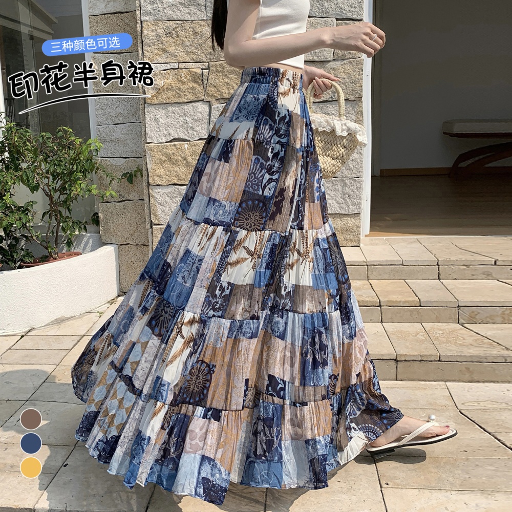 Slim chiffon skirt cake fold long dress for women