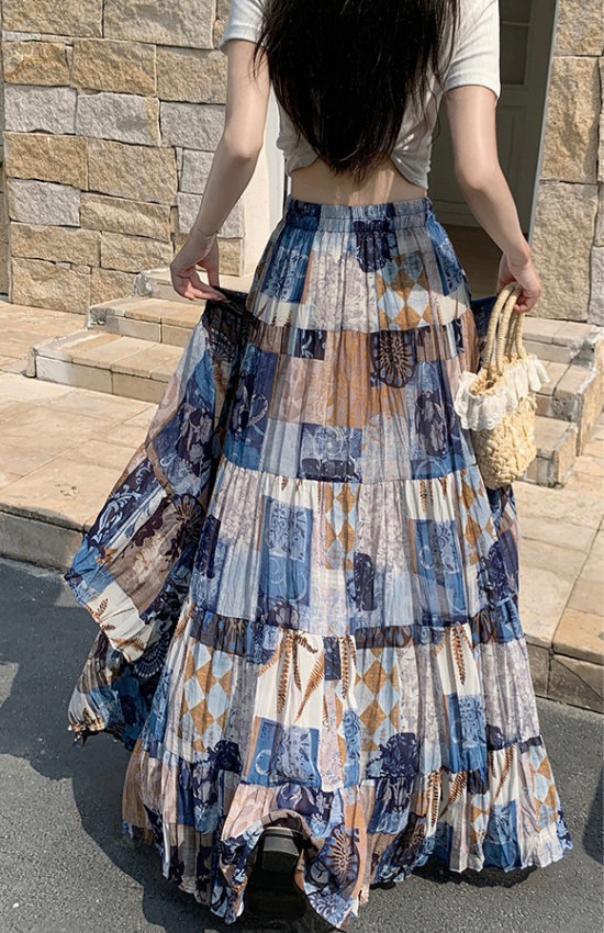 Slim chiffon skirt cake fold long dress for women